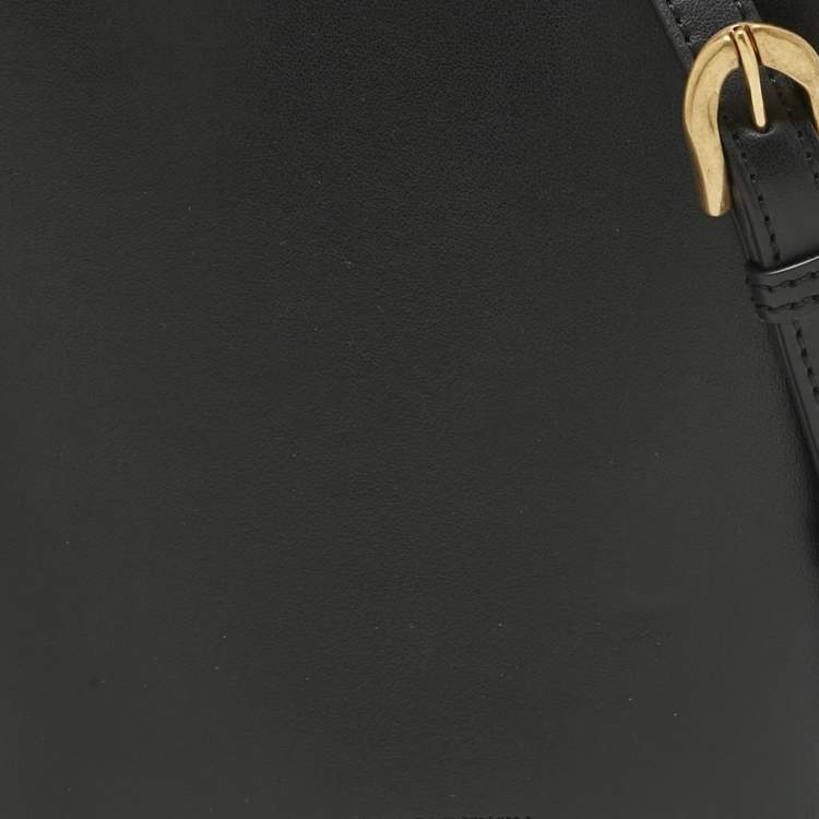 Pre Owned Stella McCartney Black Faux Leather Whipstitched Bucket Bag