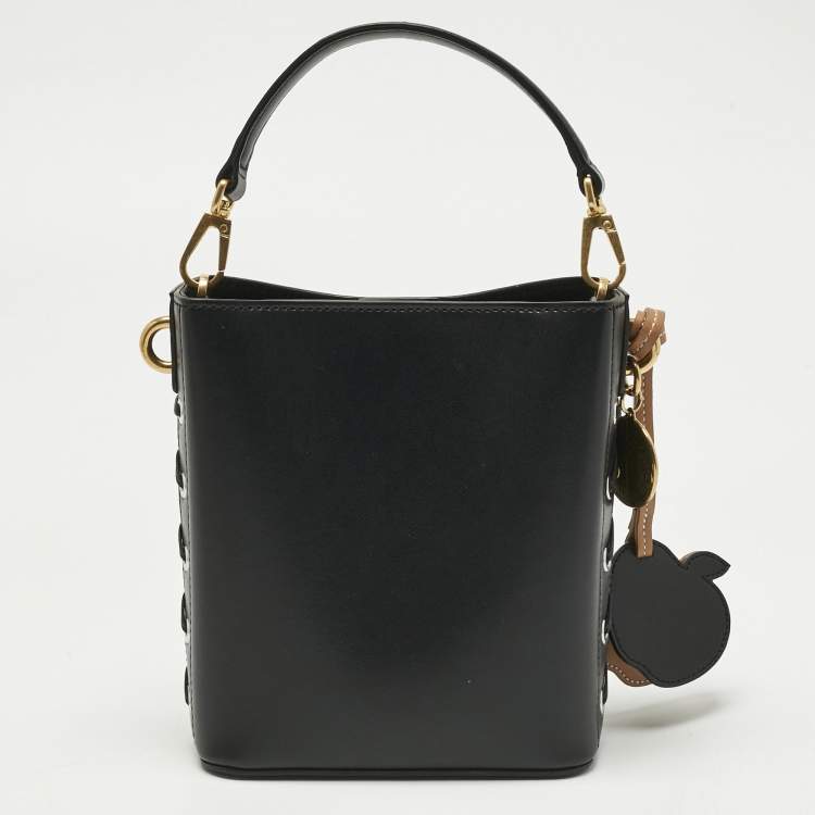 Pre Owned Stella McCartney Black Faux Leather Whipstitched Bucket Bag