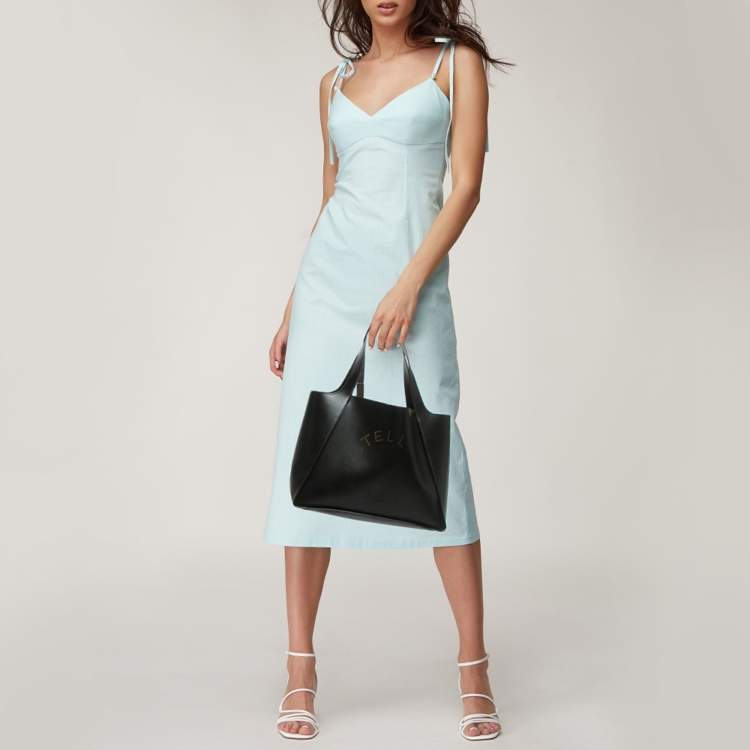 مملوكة مسبقًا Stella McCartney Black Faux Leather Large The Logo Tote