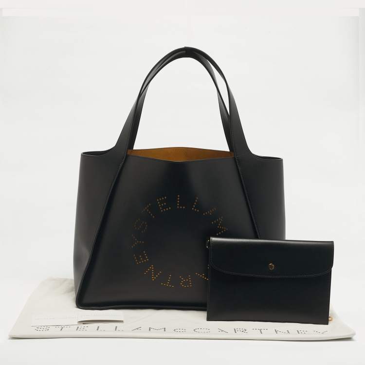 مملوكة مسبقًا Stella McCartney Black Faux Leather Large The Logo Tote