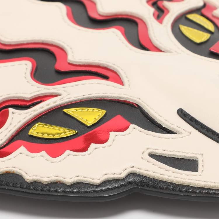 Pre Owned Stella McCartney White/Black Leather Wild Cats Chain Crossbody Bag