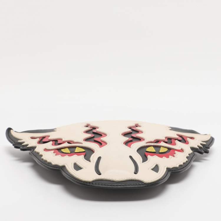 Pre Owned Stella McCartney White/Black Leather Wild Cats Chain Crossbody Bag