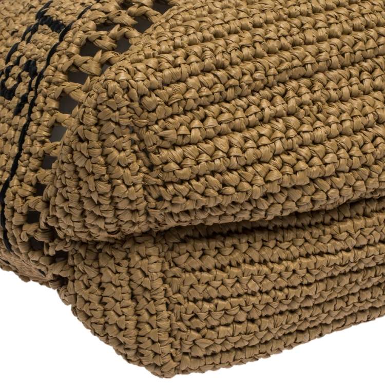Pre Owned Stella McCartney Beige Raffia Logo Tote 