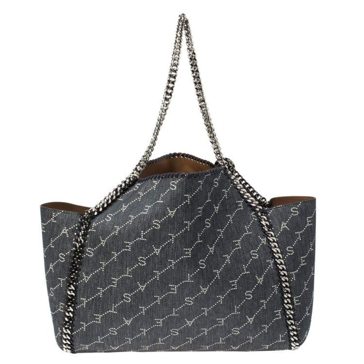 Pre Owned Stella McCartney Blue/Brown Monogram Fabric Falabella Reversible Tote 