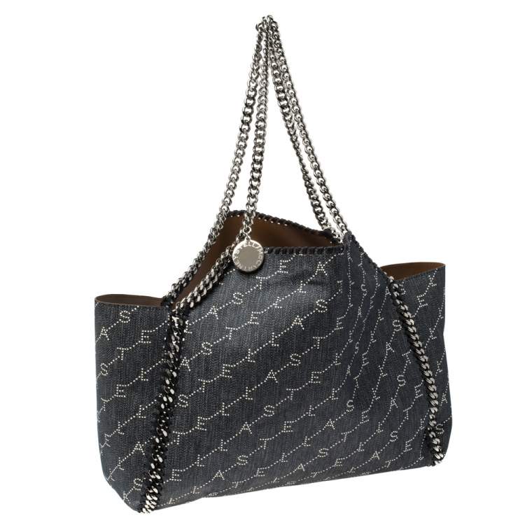 Pre Owned Stella McCartney Blue/Brown Monogram Fabric Falabella Reversible Tote 