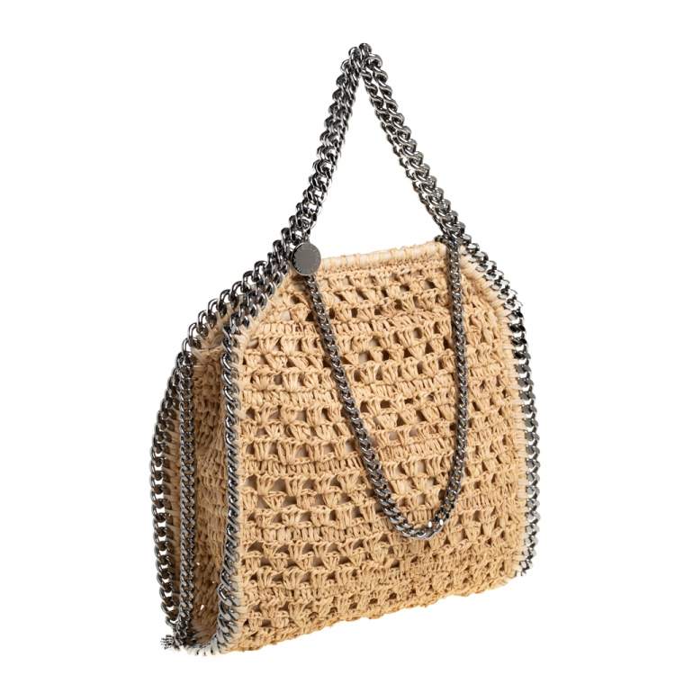 Pre Owned Stella Mccartney Beige Raffia Mini Falabella Tote
