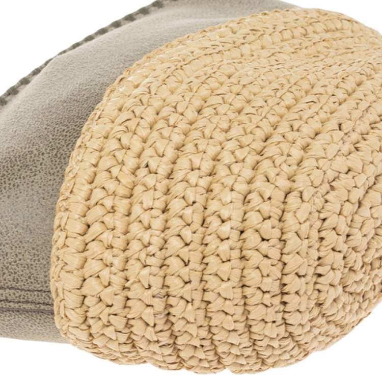 Pre Owned Stella McCartney Beige Faux Suede and Raffia Mini Falabella Shoulder Bag