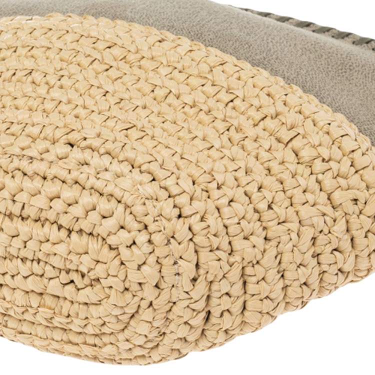 Pre Owned Stella McCartney Beige Faux Suede and Raffia Mini Falabella Shoulder Bag