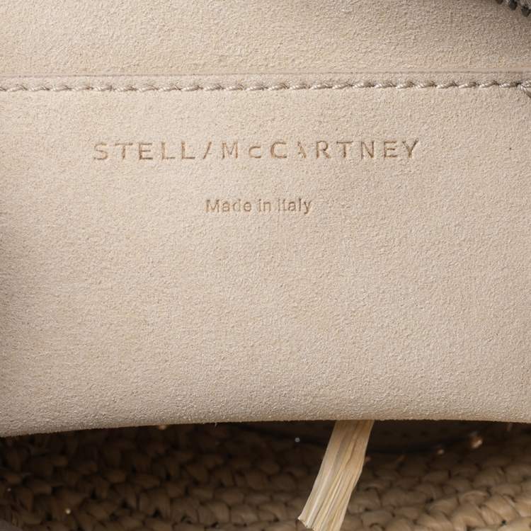 Pre Owned Stella McCartney Beige Faux Suede and Raffia Mini Falabella Shoulder Bag