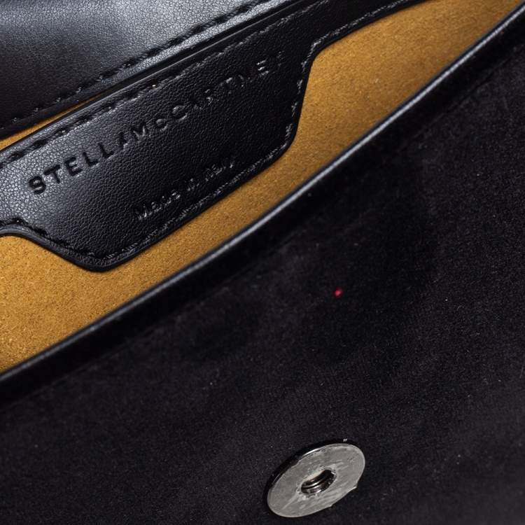 Pre Owned Stella McCartney Black Velvet Falabella Flap Shoulder Bag