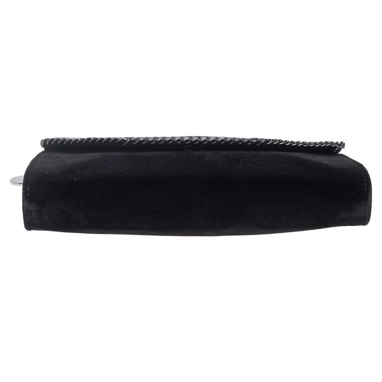 Pre Owned Stella McCartney Black Velvet Falabella Flap Shoulder Bag