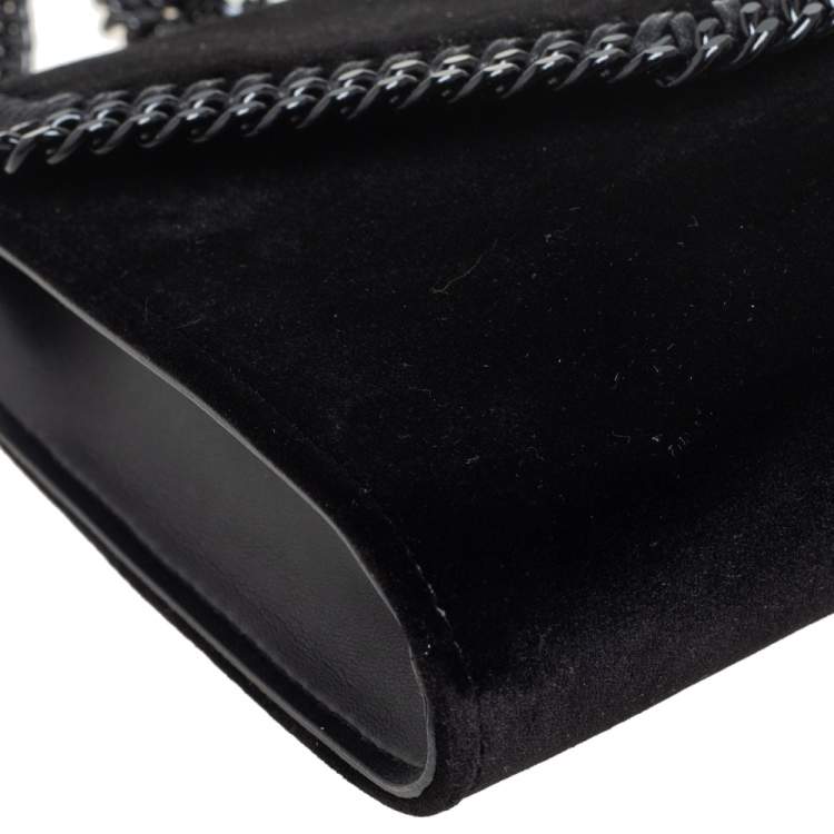 Pre Owned Stella McCartney Black Velvet Falabella Flap Shoulder Bag