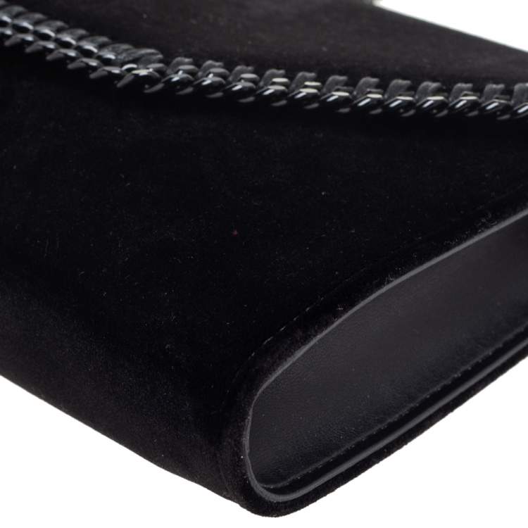 Pre Owned Stella McCartney Black Velvet Falabella Flap Shoulder Bag