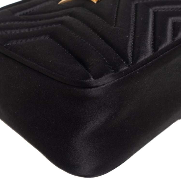 Pre Owned Stella McCartney Black Quilted Satin Stella Star Crossbody Bag