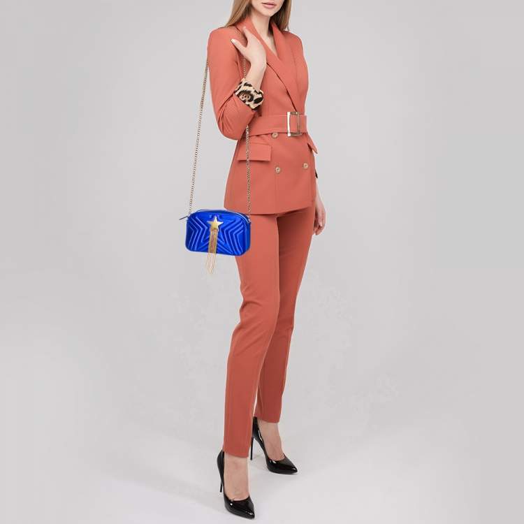 Pre Owned Stella McCartney Blue Quilted Satin Stella Star Crossbody Bag
