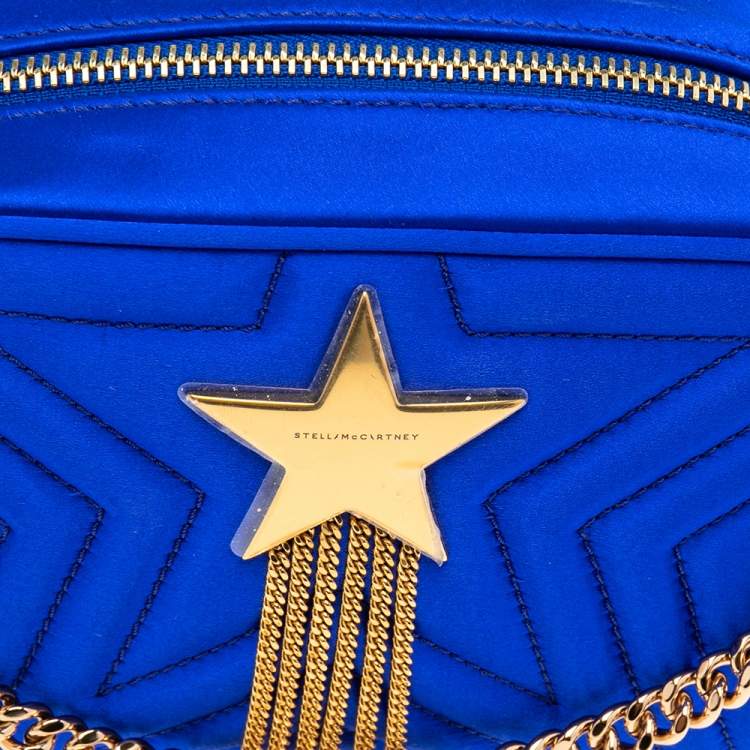 Pre Owned Stella McCartney Blue Quilted Satin Stella Star Crossbody Bag