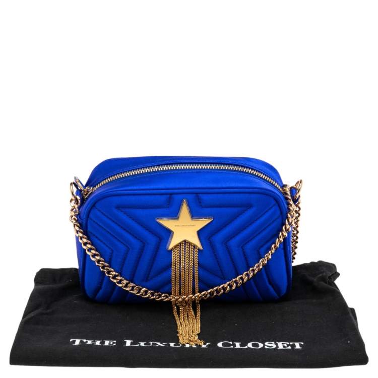 Pre Owned Stella McCartney Blue Quilted Satin Stella Star Crossbody Bag