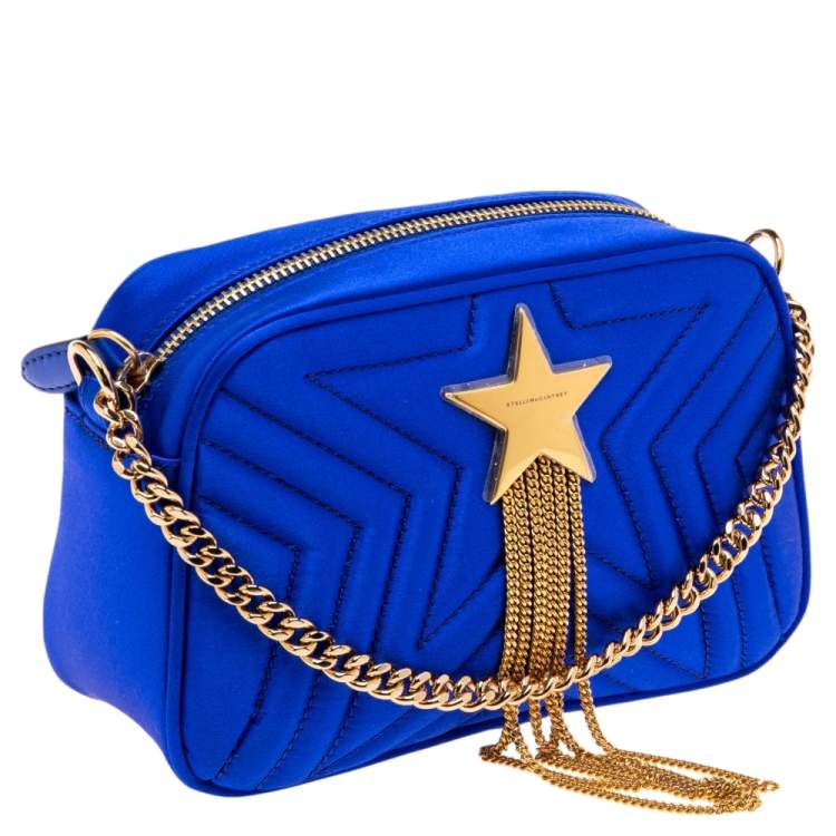 Pre Owned Stella McCartney Blue Quilted Satin Stella Star Crossbody Bag