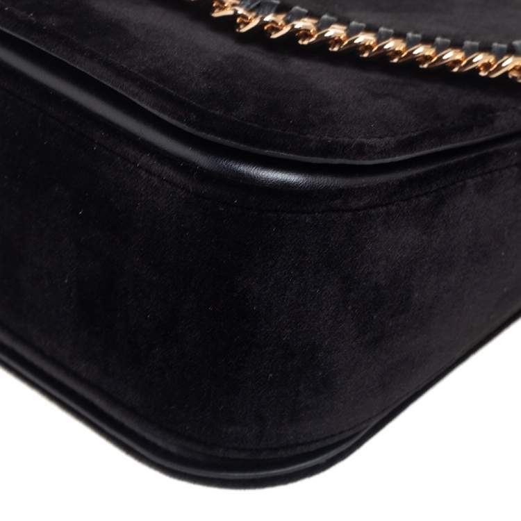 مملوكة مسبقًا Stella McCartney Black Velvet Falabella Box Shoulder Bag