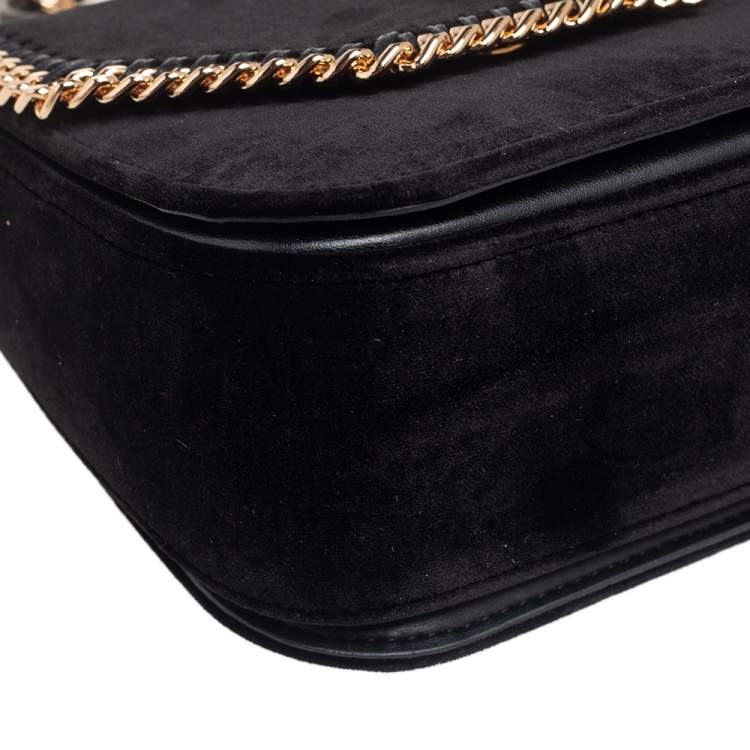مملوكة مسبقًا Stella McCartney Black Velvet Falabella Box Shoulder Bag