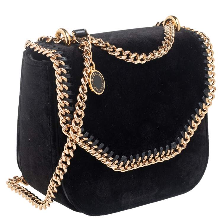 مملوكة مسبقًا Stella McCartney Black Velvet Falabella Box Shoulder Bag