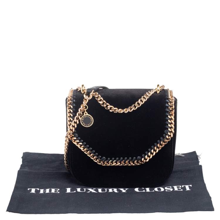 مملوكة مسبقًا Stella McCartney Black Velvet Falabella Box Shoulder Bag