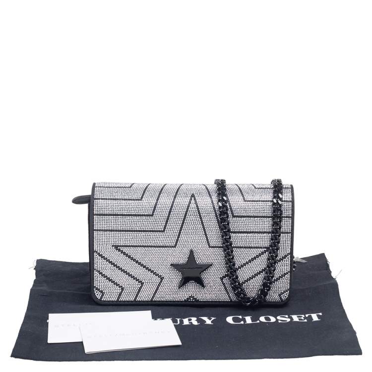 Pre Owned Stella McCartney Black Quilted Velvet Studded Stella Star Crossbody Bag