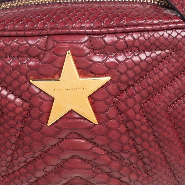مملوكة مسبقًا Stella McCartney Burgundy Python Embossed Faux Leather Star Crossbody Bag