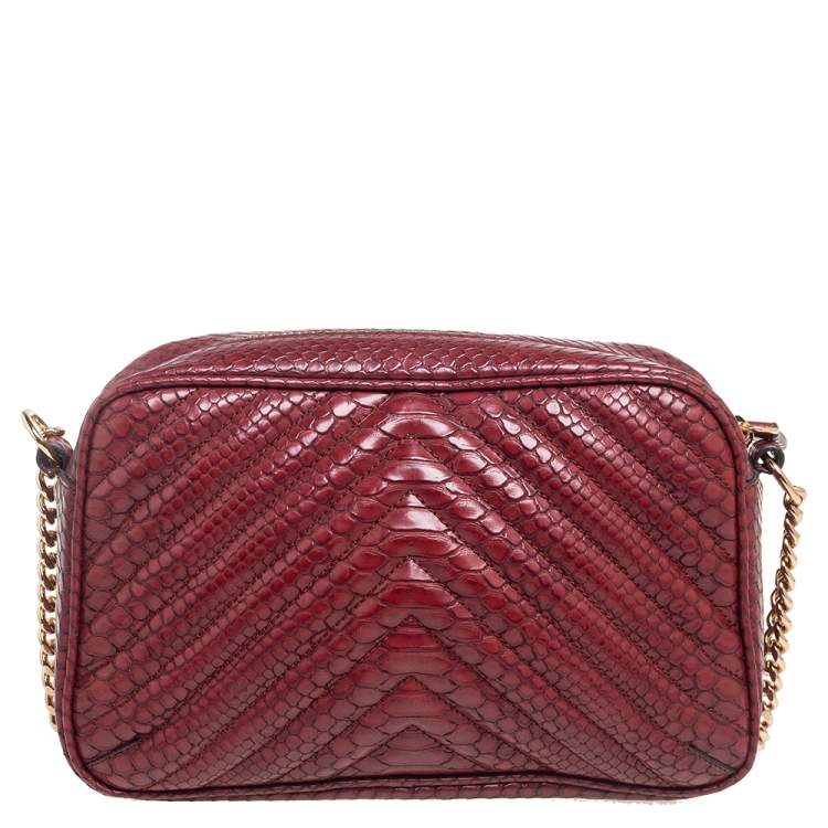 مملوكة مسبقًا Stella McCartney Burgundy Python Embossed Faux Leather Star Crossbody Bag