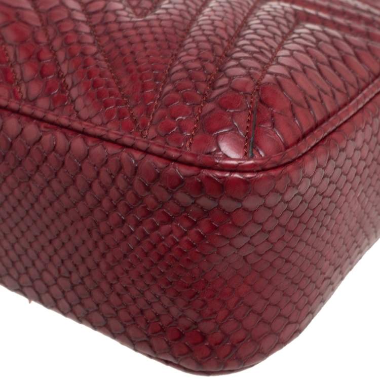 مملوكة مسبقًا Stella McCartney Burgundy Python Embossed Faux Leather Star Crossbody Bag