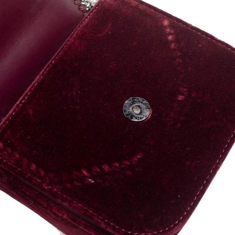 Pre Owned Stella McCartney Burgundy Velvet Falabella Box Shoulder Bag