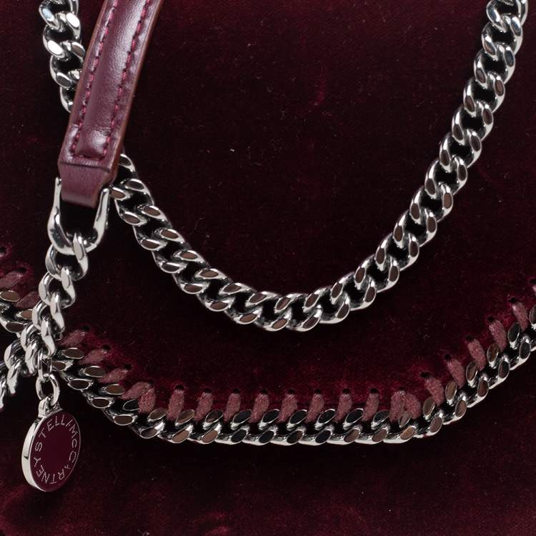 Pre Owned Stella McCartney Burgundy Velvet Falabella Box Shoulder Bag