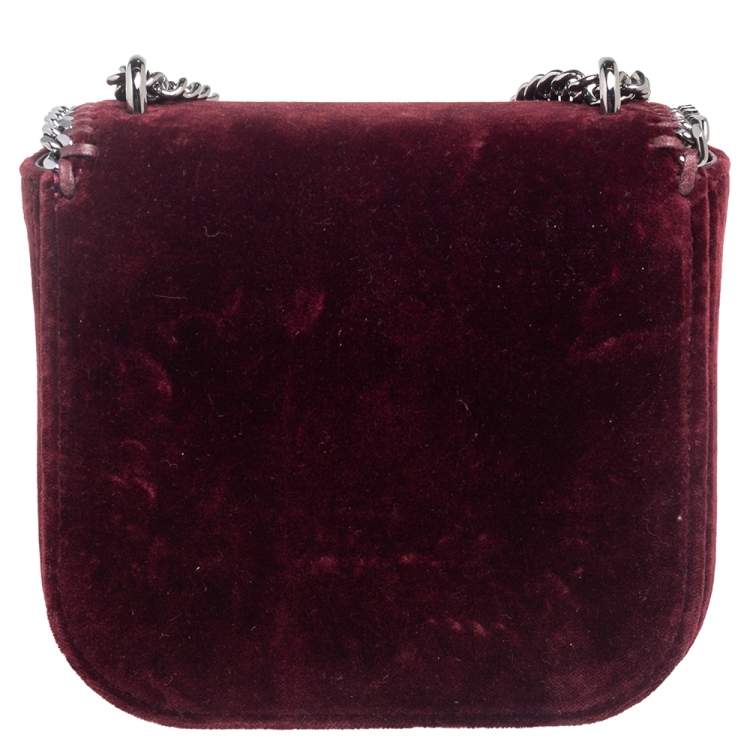 Pre Owned Stella McCartney Burgundy Velvet Falabella Box Shoulder Bag