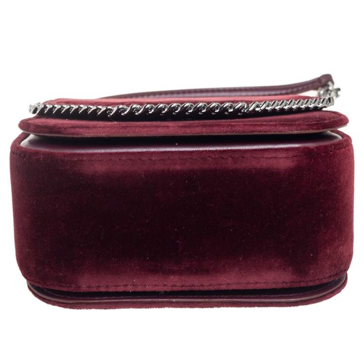 Pre Owned Stella McCartney Burgundy Velvet Falabella Box Shoulder Bag