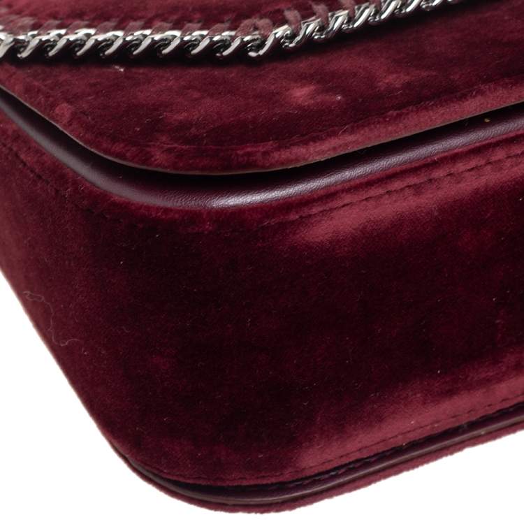 Pre Owned Stella McCartney Burgundy Velvet Falabella Box Shoulder Bag