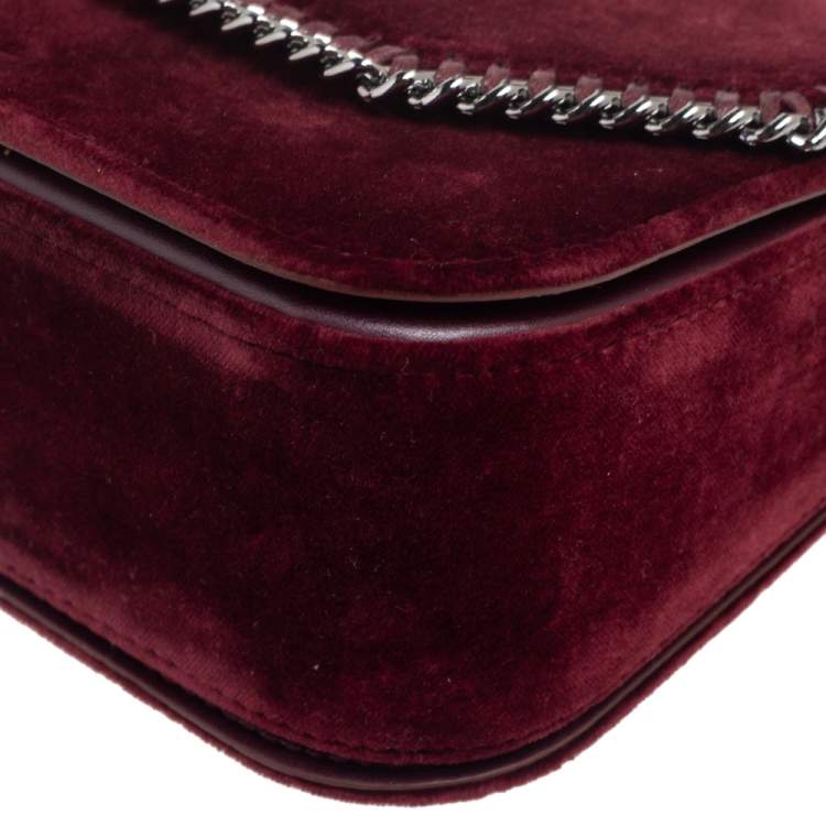 Pre Owned Stella McCartney Burgundy Velvet Falabella Box Shoulder Bag