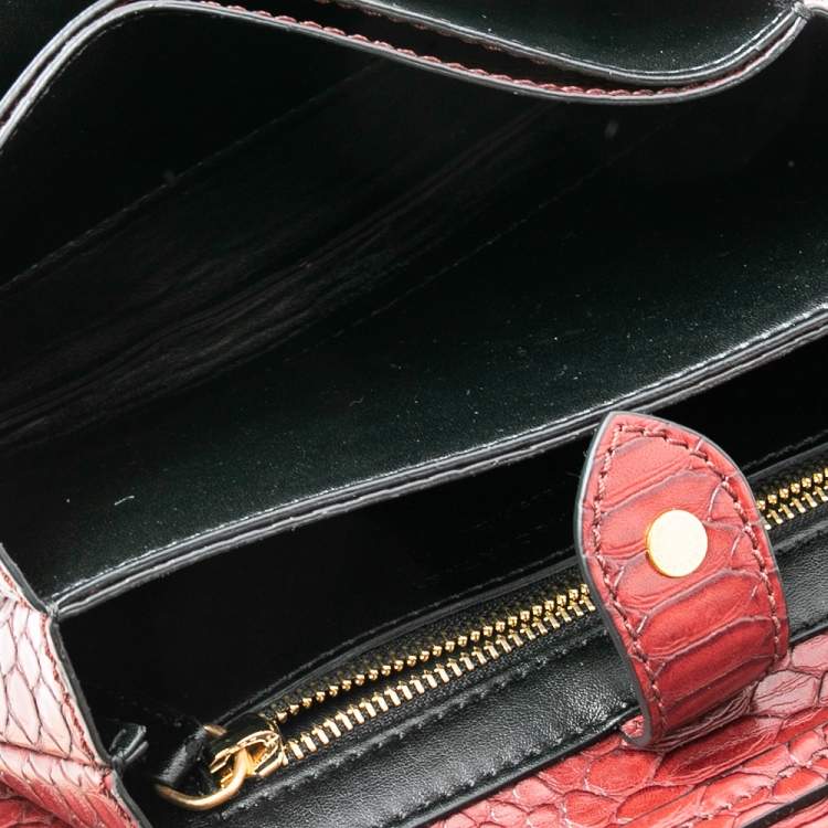 مملوكة مسبقًا Stella McCartney Burgundy Python Faux Leather Clutch 