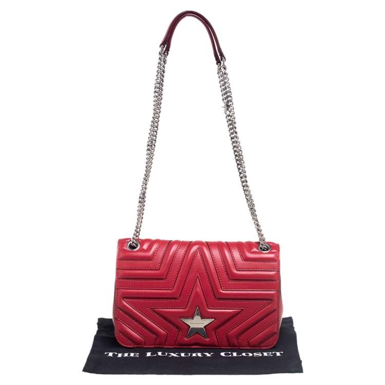 Pre Owned Stella McCartney Red Faux Leather Stella Star Crossbody Bag