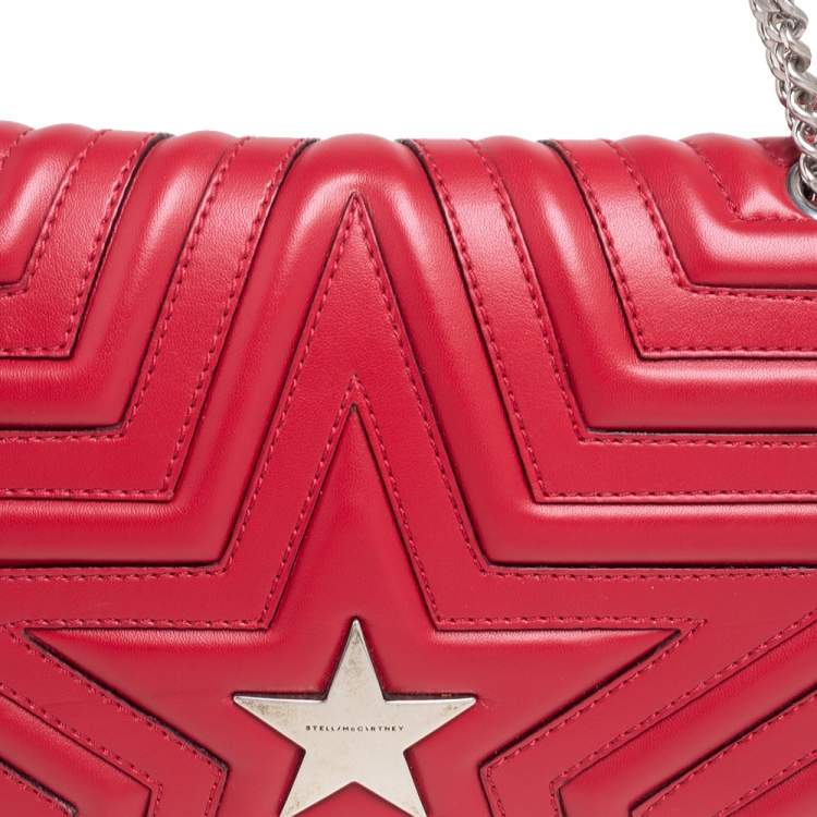 Pre Owned Stella McCartney Red Faux Leather Stella Star Crossbody Bag
