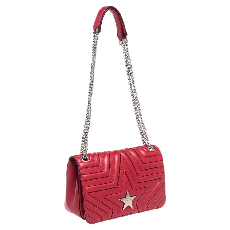 Pre Owned Stella McCartney Red Faux Leather Stella Star Crossbody Bag