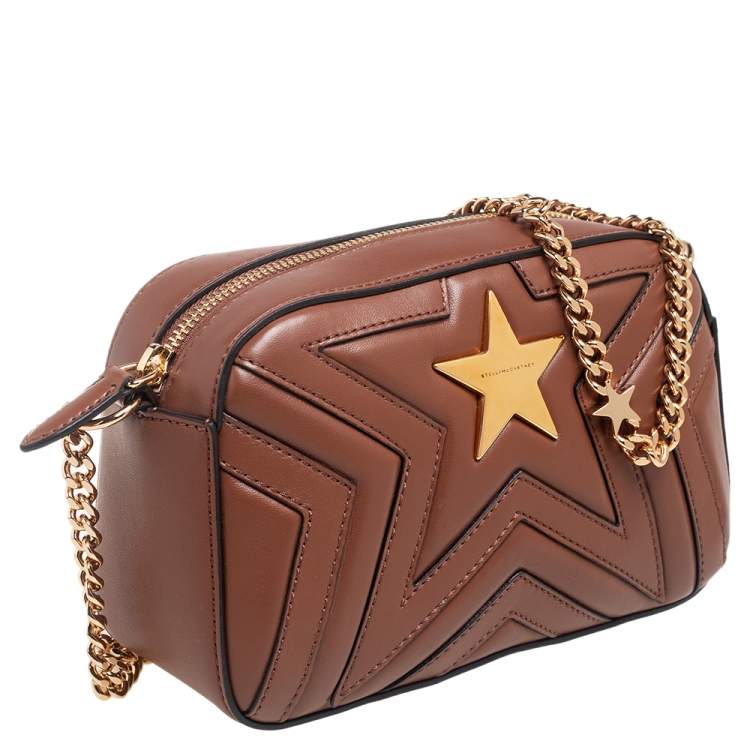 Pre Owned Stella McCartney Brown Quilted Leather Stella Star Crossbody Bag