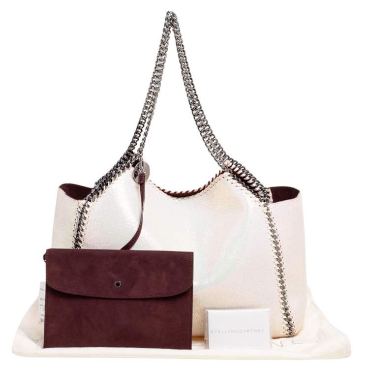 Pre Owned Stella McCartney White Iridescent Faux-Leather Reversible Tote 