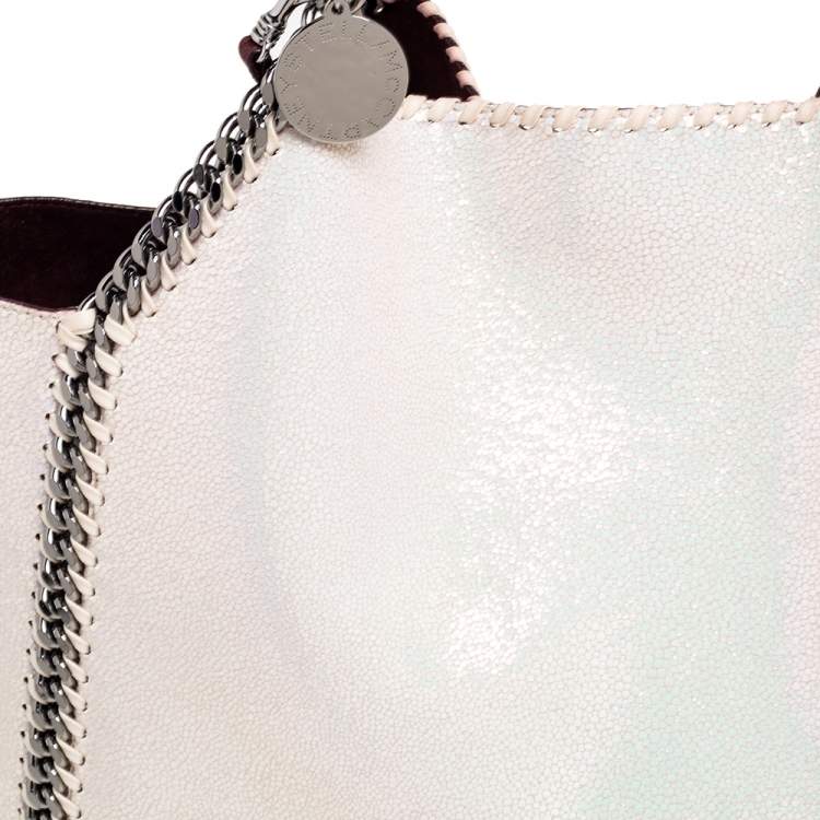 Pre Owned Stella McCartney White Iridescent Faux-Leather Reversible Tote 