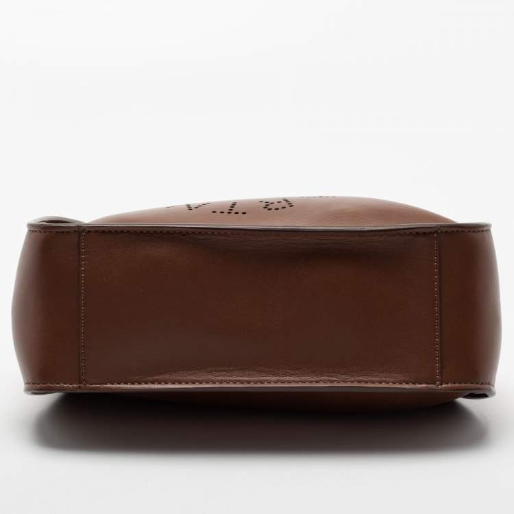 Pre Owned Stella McCartney Brown Faux Leather Stella Logo Crossbody Bag