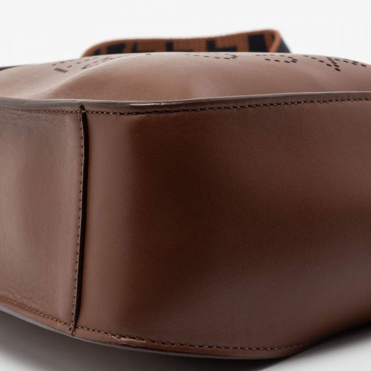 Pre Owned Stella McCartney Brown Faux Leather Stella Logo Crossbody Bag