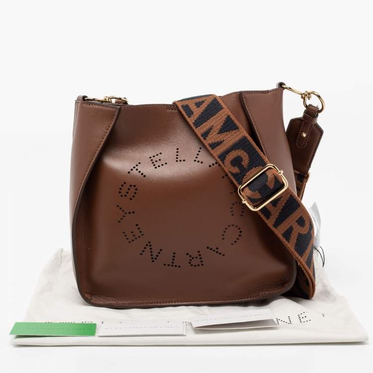 Pre Owned Stella McCartney Brown Faux Leather Stella Logo Crossbody Bag