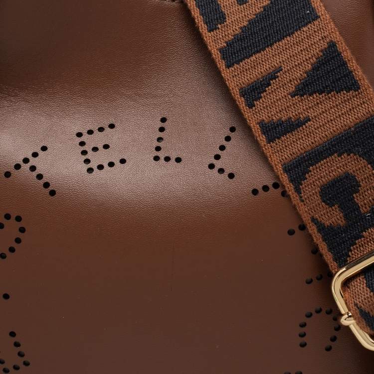 Pre Owned Stella McCartney Brown Faux Leather Stella Logo Crossbody Bag