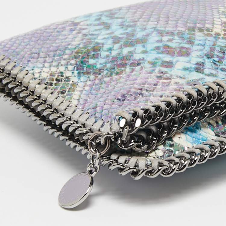 Pre Owned Stella McCartney Multicolor Faux Python Leather Falabella Fluo Fold-Over Zip Clutch