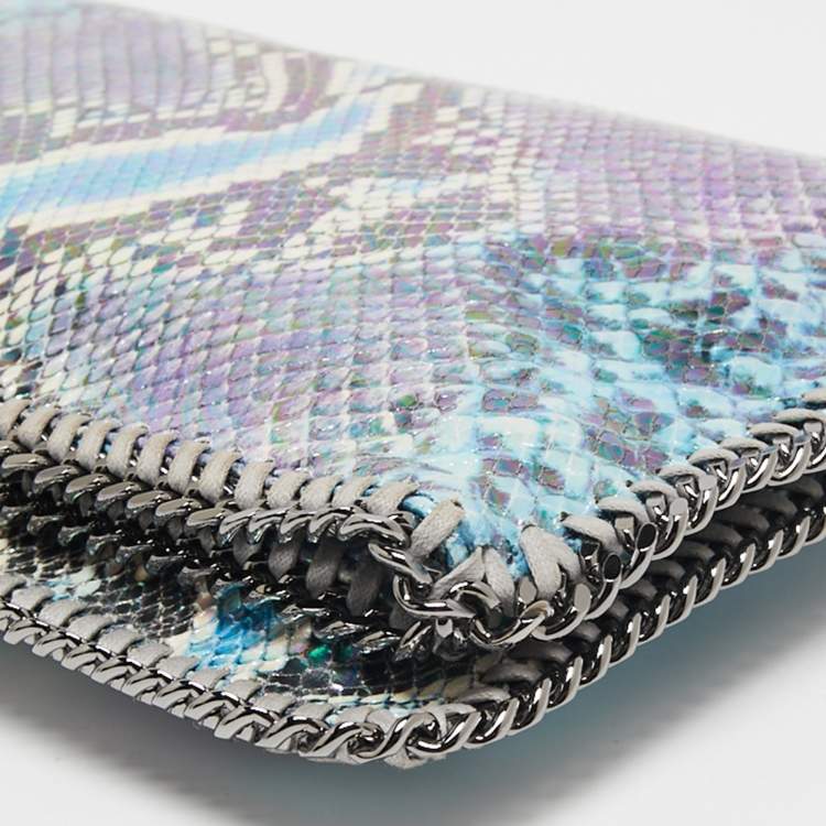 Pre Owned Stella McCartney Multicolor Faux Python Leather Falabella Fluo Fold-Over Zip Clutch