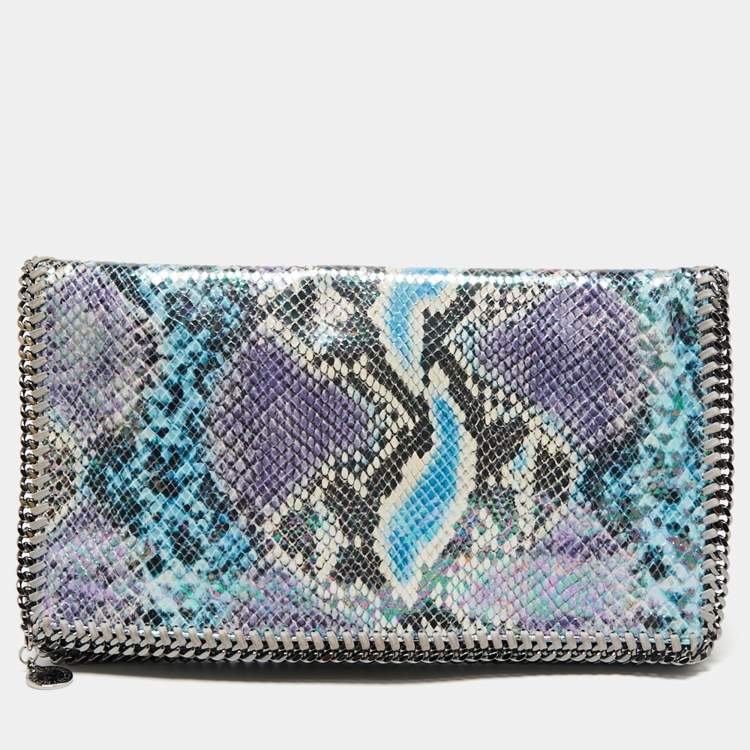 Pre Owned Stella McCartney Multicolor Faux Python Leather Falabella Fluo Fold-Over Zip Clutch